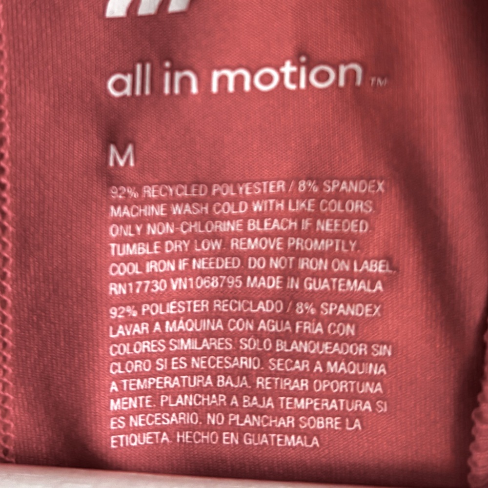 NEW All In Motion Athletic Activewear Workout Racerback Tank Top Medium Coral - Picture 5 of 5